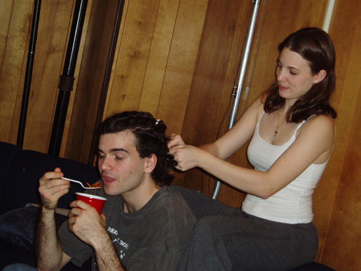 Lauren's braiding Grant's hair