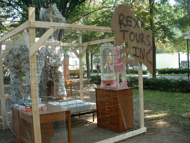 A cage, usually full of tour guides